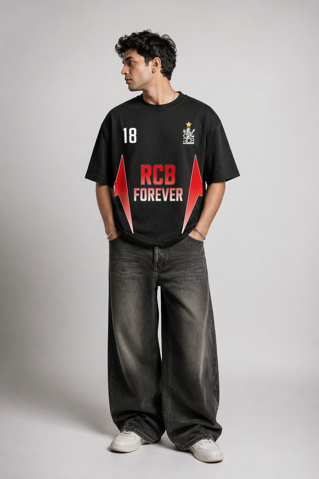 RCB Forever Star 18 Oversized Boxy T-Shirt
