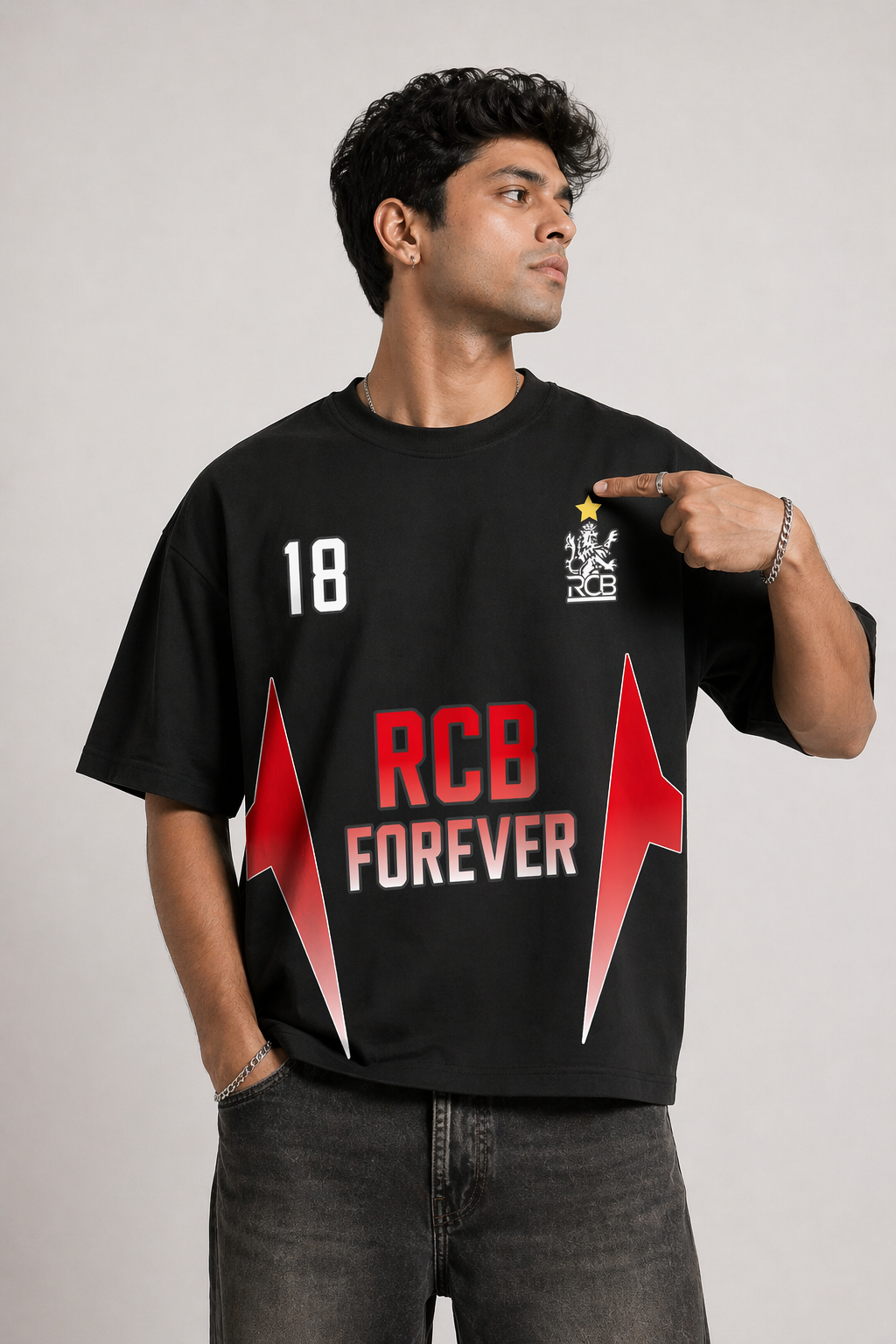 RCB Forever Star 18 Oversized Boxy T-Shirt