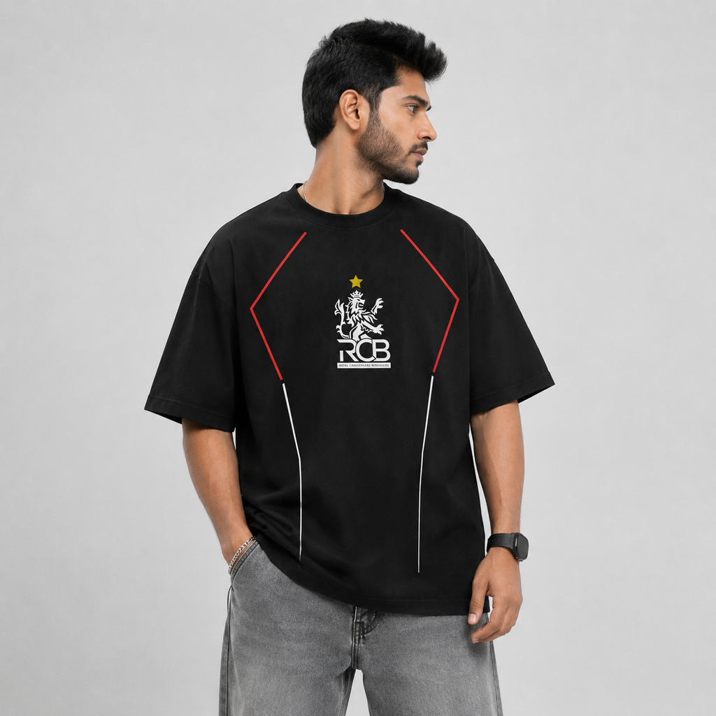 RCB Crest Panel Black T-Shirt