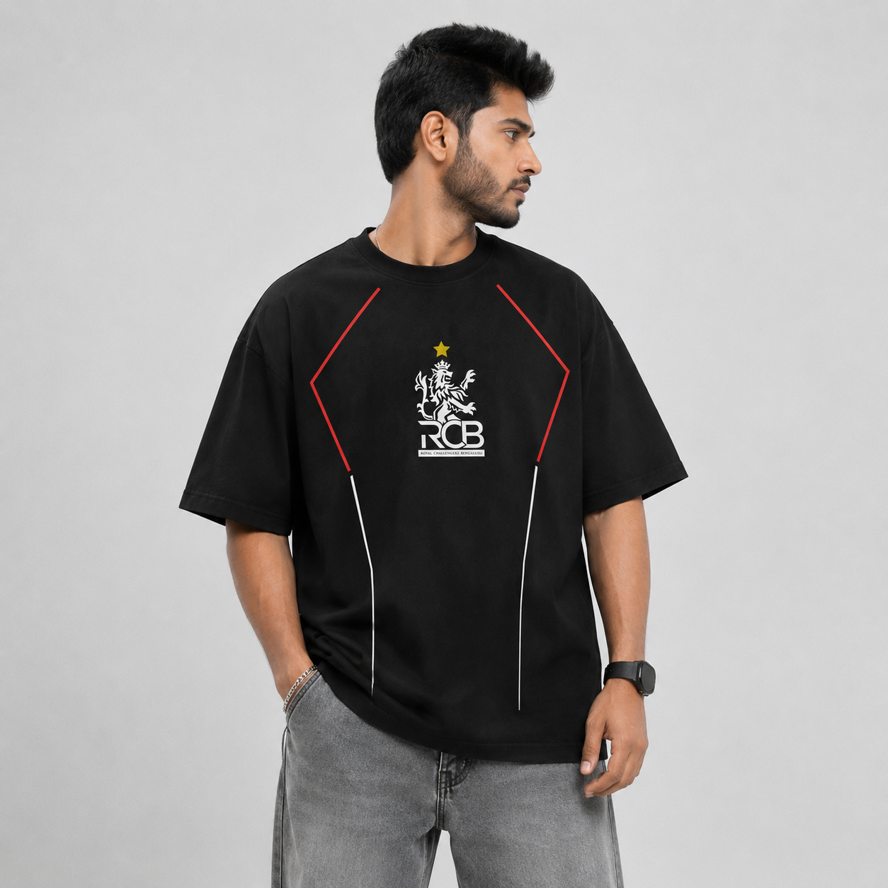 RCB Crest Panel Black T-Shirt