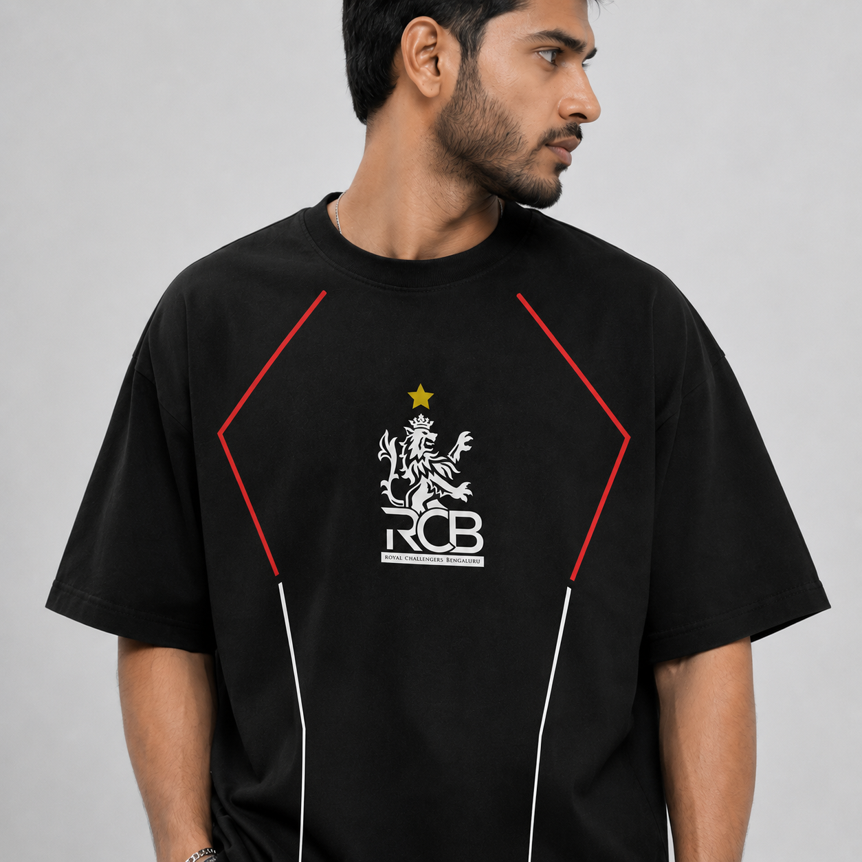 RCB Crest Panel Black T-Shirt