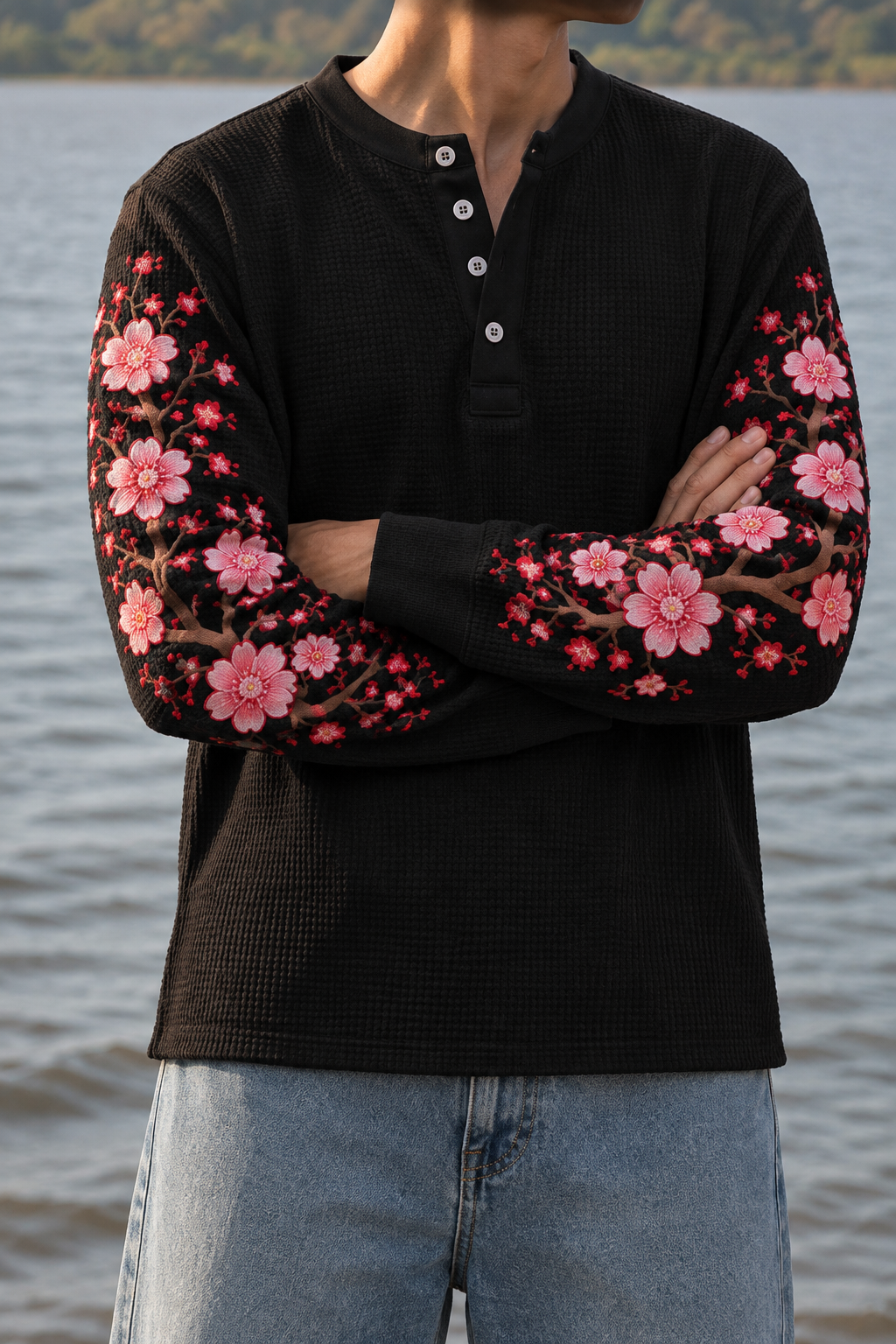 Sakura Afterglow Waffle Henley