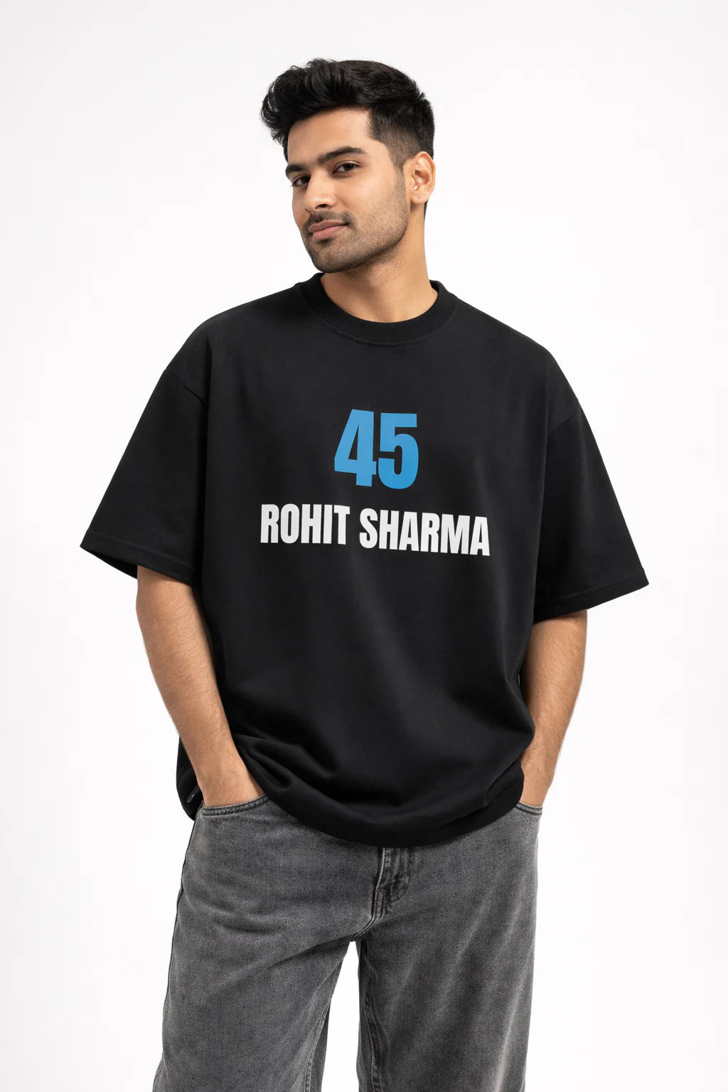 Forever Captain Rohit Sharma Tribute Oversized T-Shirt (Black)
