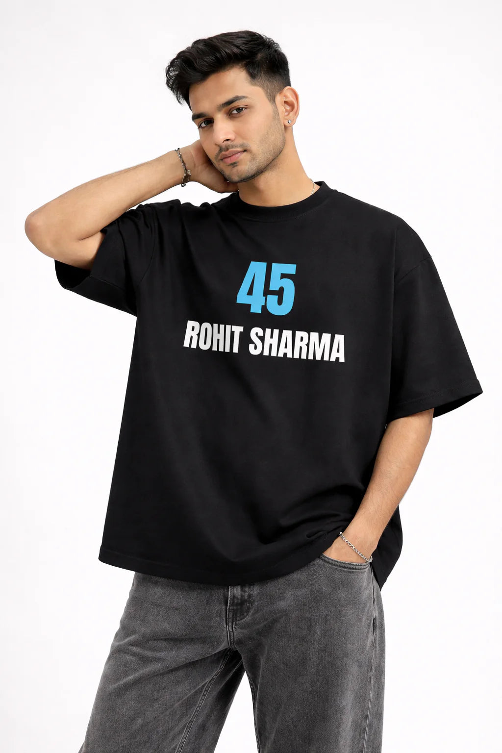 Forever Captain Rohit Sharma Tribute Oversized T-Shirt (Black)